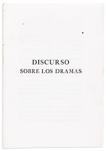 (MEXICAN IMPRINT--1786.) [Silvestre Diaz de la Vega.] Discurso sobre los dramas.